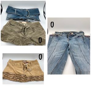 Hollister Lot Jeans Skirts Overalls size 0 & 1